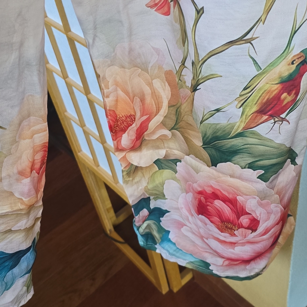 Italian Beautiful Floral Palazzo Pants Size L/10 - Picture 6 of 13